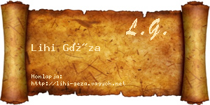 Lihi Géza névjegykártya